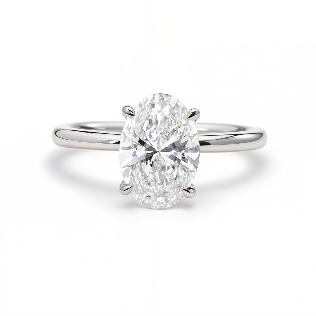 OVAL DIAMOND WITH HIDDEN PAVE RING ( 2.04 CT)