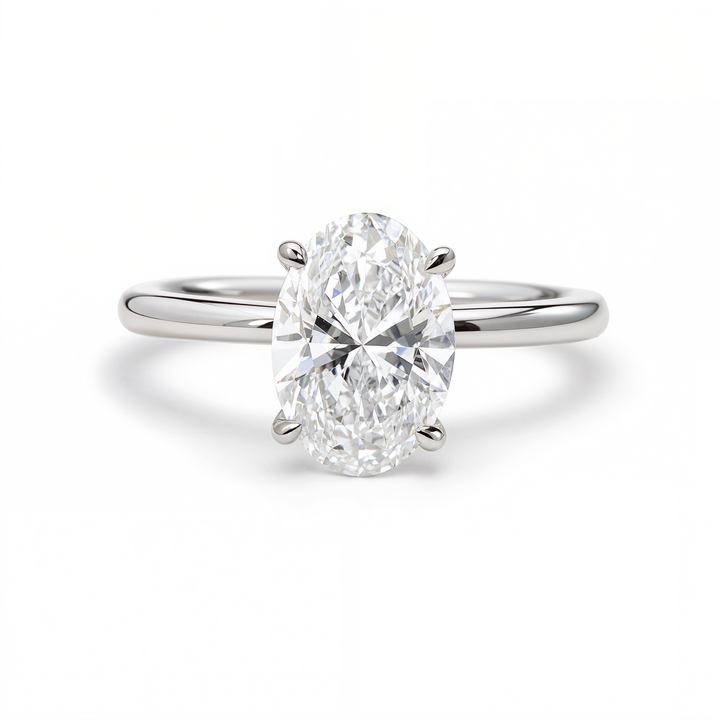 OVAL DIAMOND WITH HIDDEN PAVE RING ( 2.04 CT)