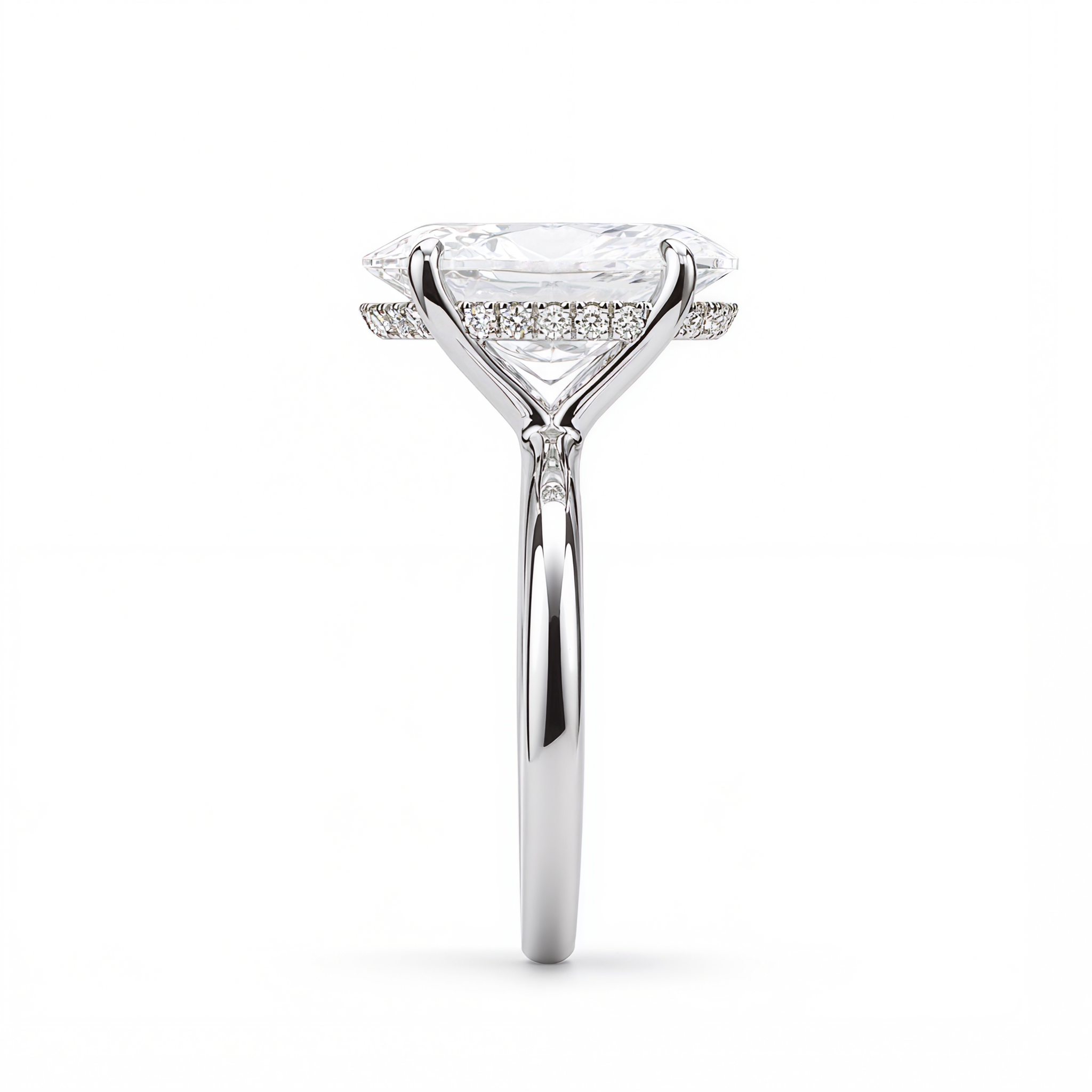 OVAL DIAMOND WITH HIDDEN PAVE RING ( 2.04 CT)