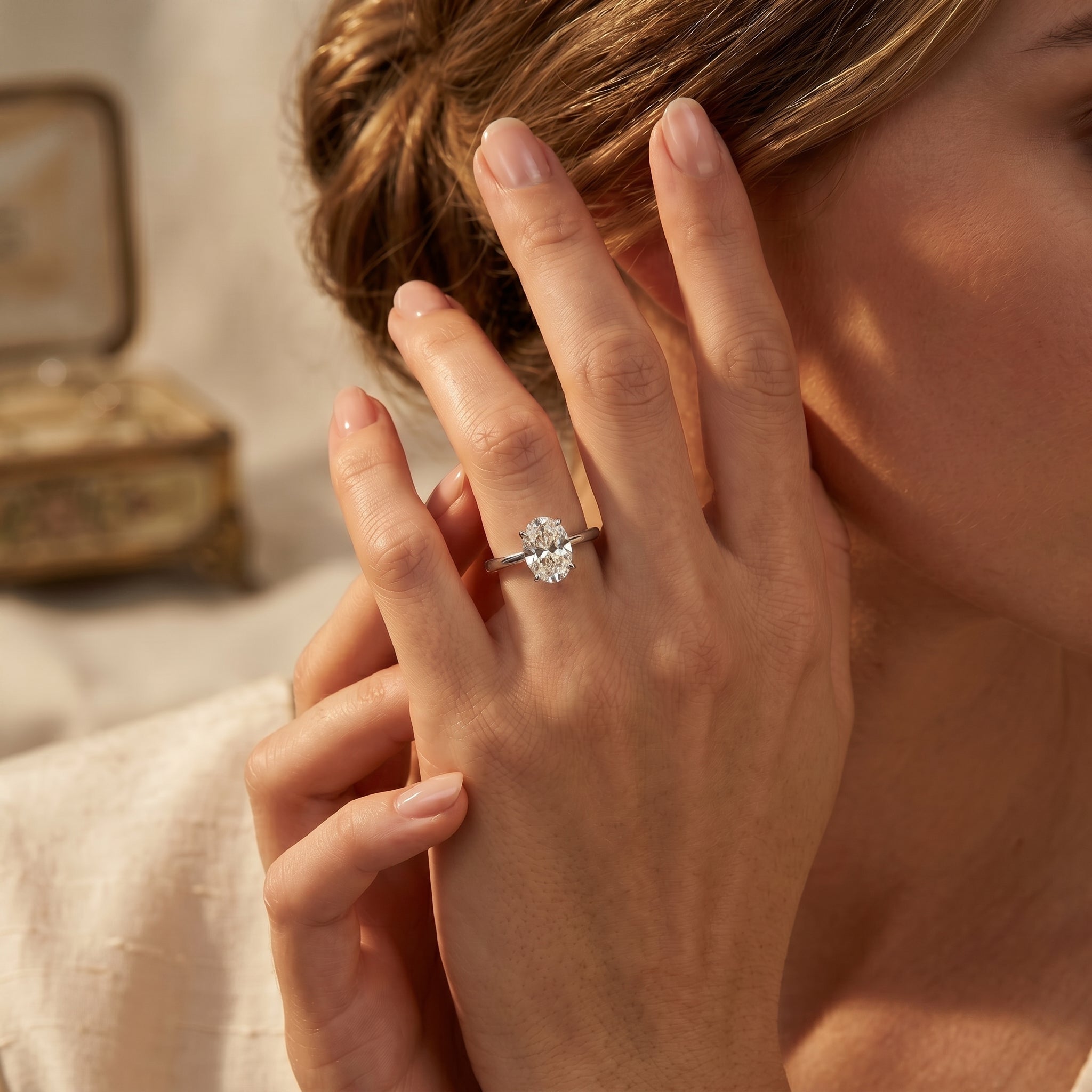 OVAL DIAMOND WITH HIDDEN PAVE RING ( 2.04 CT)