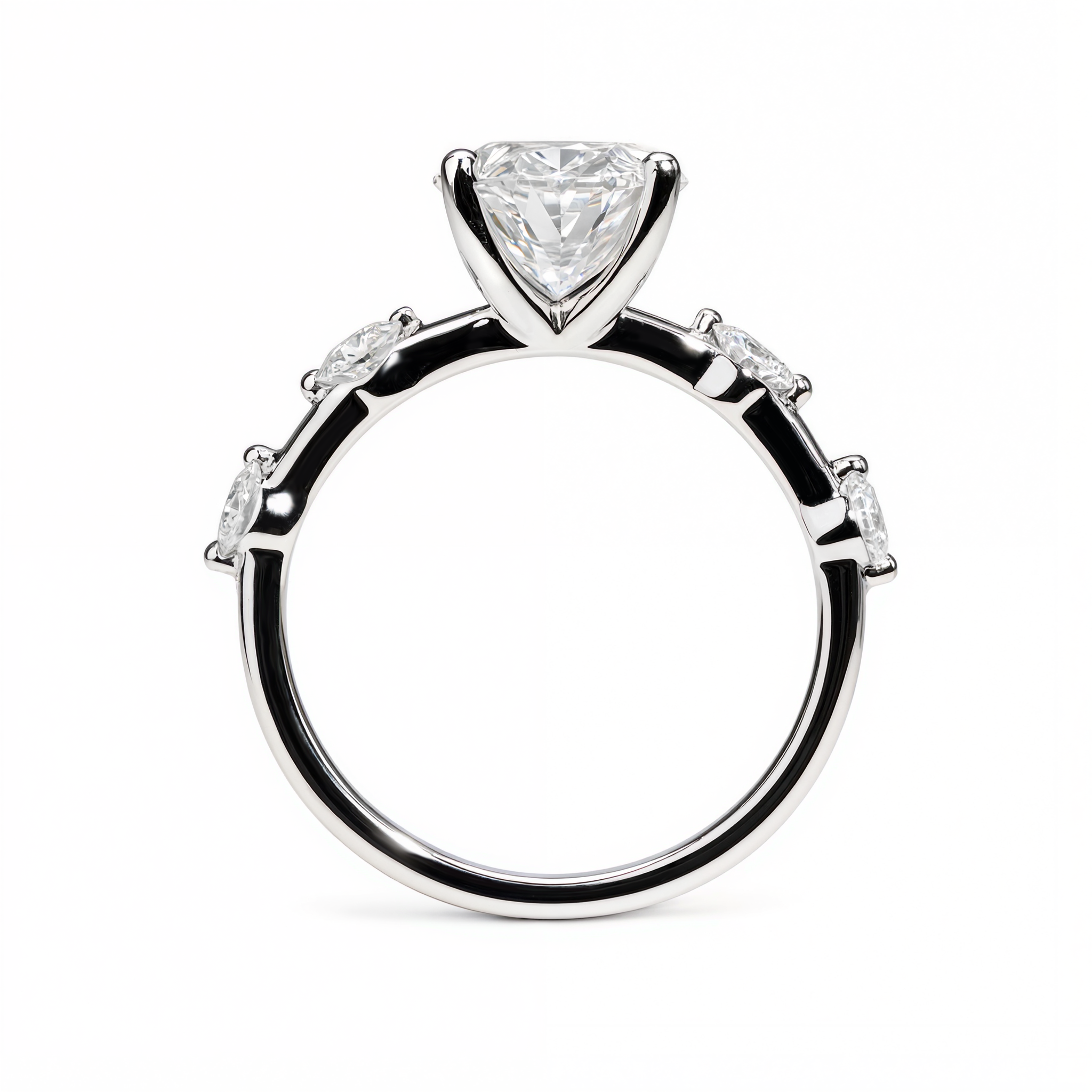OVAL DIAMOND WITH SIDE DIAMONDS RING