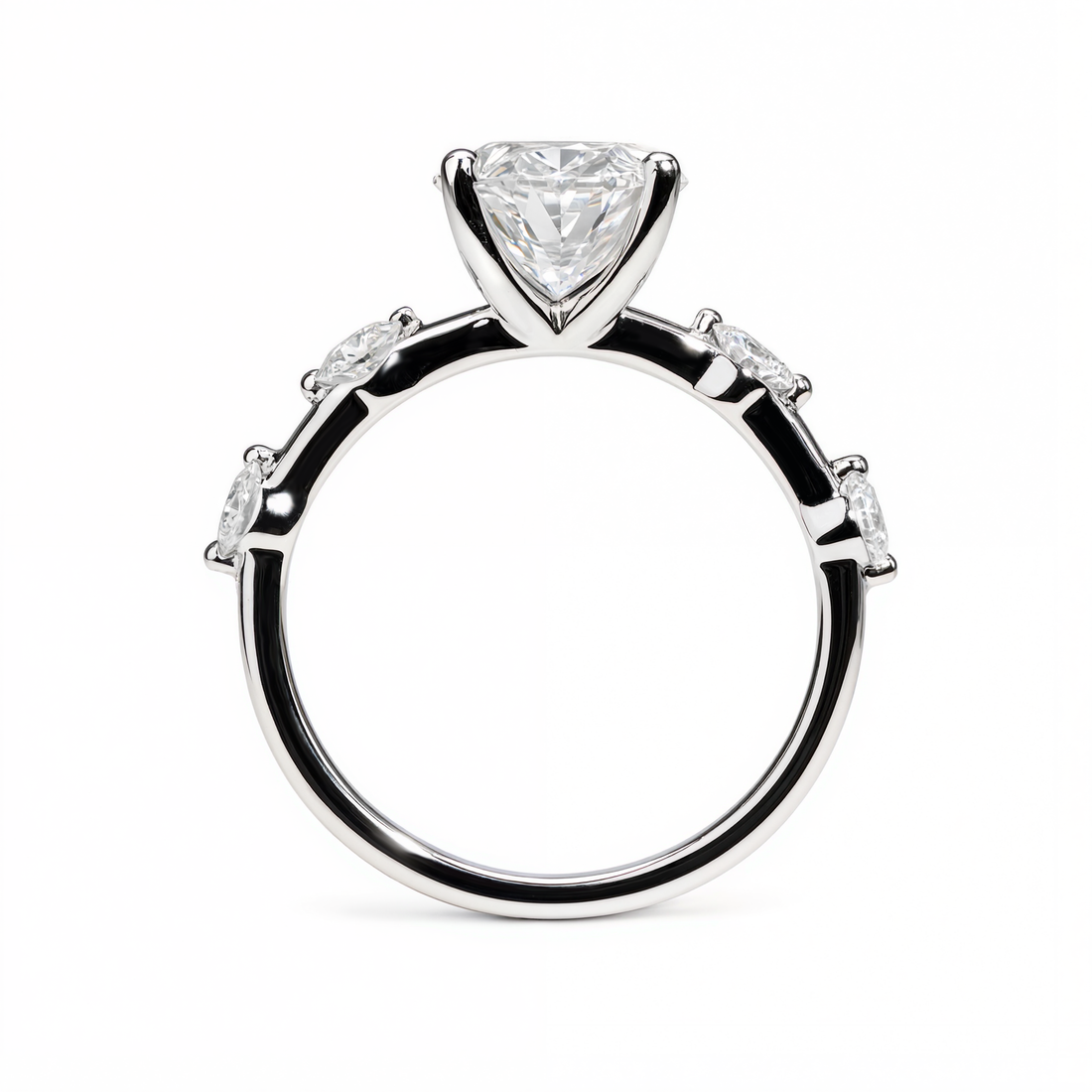 OVAL DIAMOND WITH SIDE DIAMONDS RING
