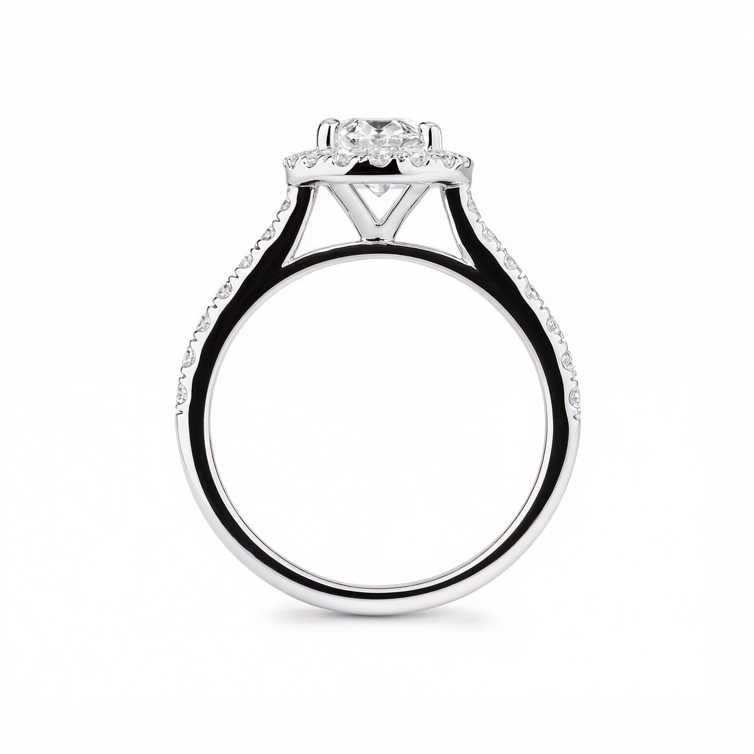OVAL HALO WITH PAVE DIAMOND RING