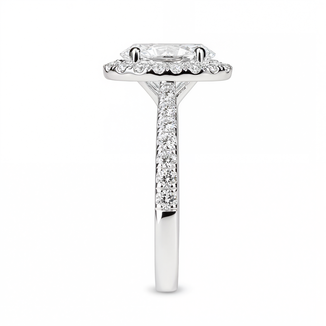 OVAL HALO WITH PAVE DIAMOND RING