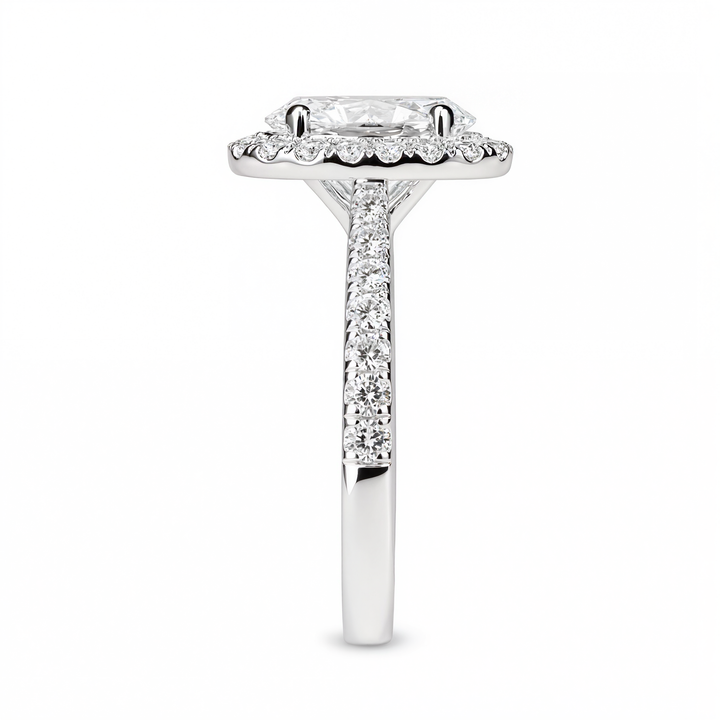 OVAL HALO WITH PAVE DIAMOND RING