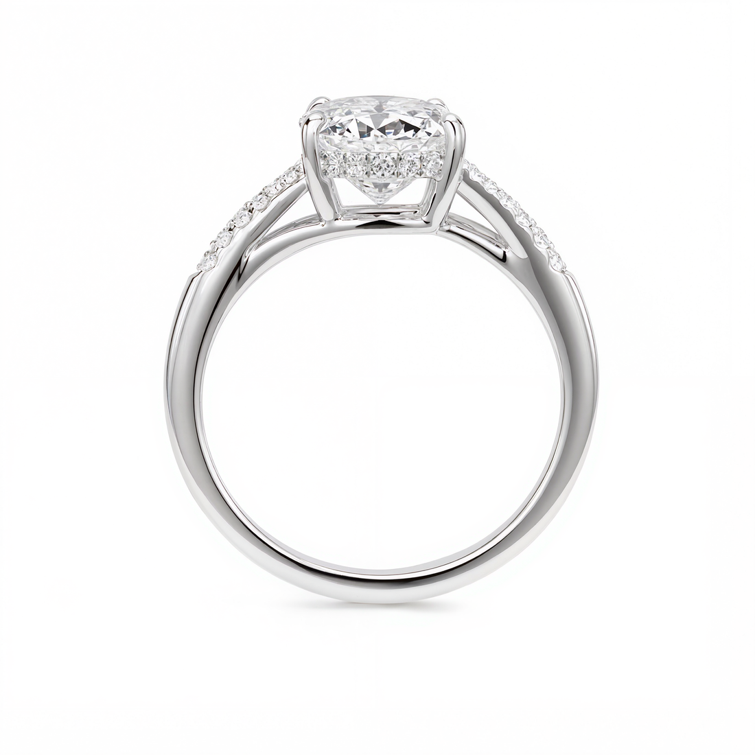 OVAL DIAMOND WITH HIDDEN PAVE TWIST SHANK RING
