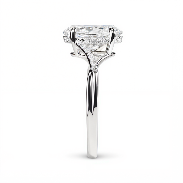 OVAL DIAMOND WITH HIDDEN PAVE TWIST SHANK RING