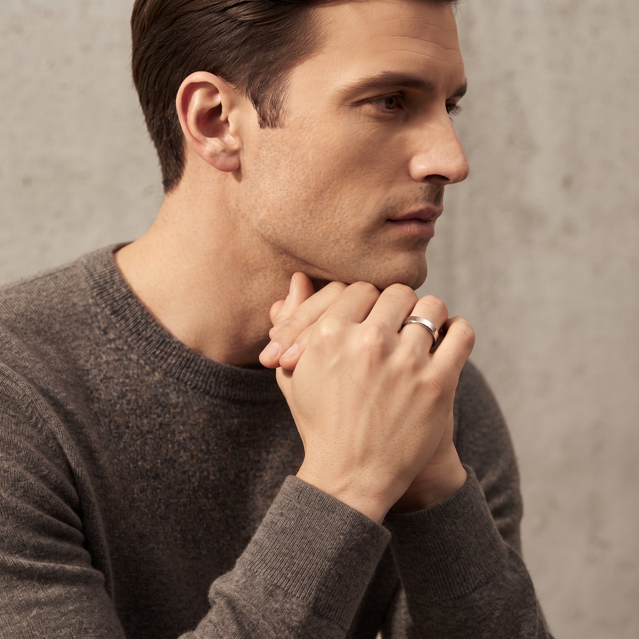 CLASSIC BRUSHED MATTE EDGES MALE WEDDING BAND