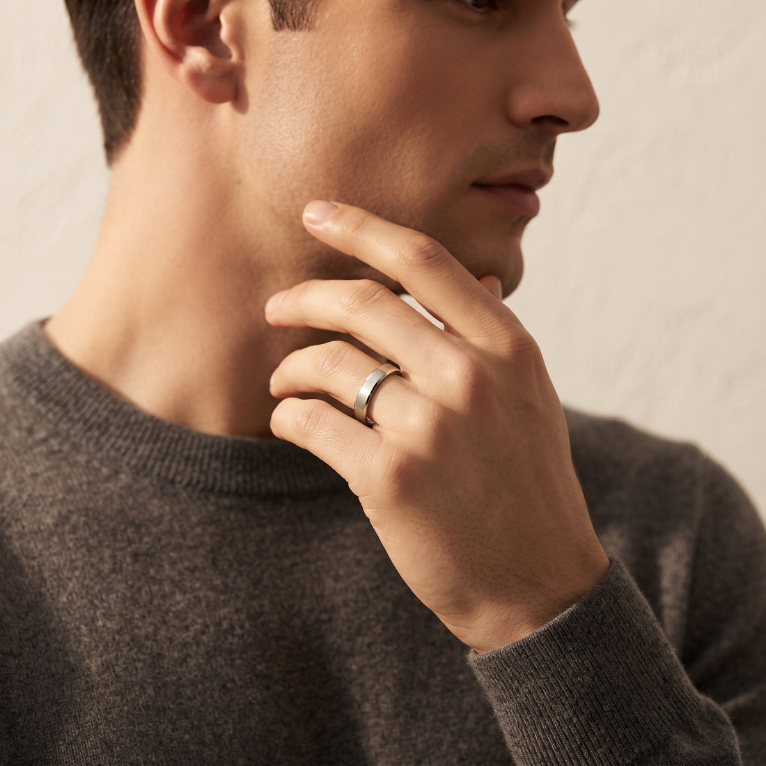 CLASSIC BRUSHED MATTE EDGES MALE WEDDING BAND