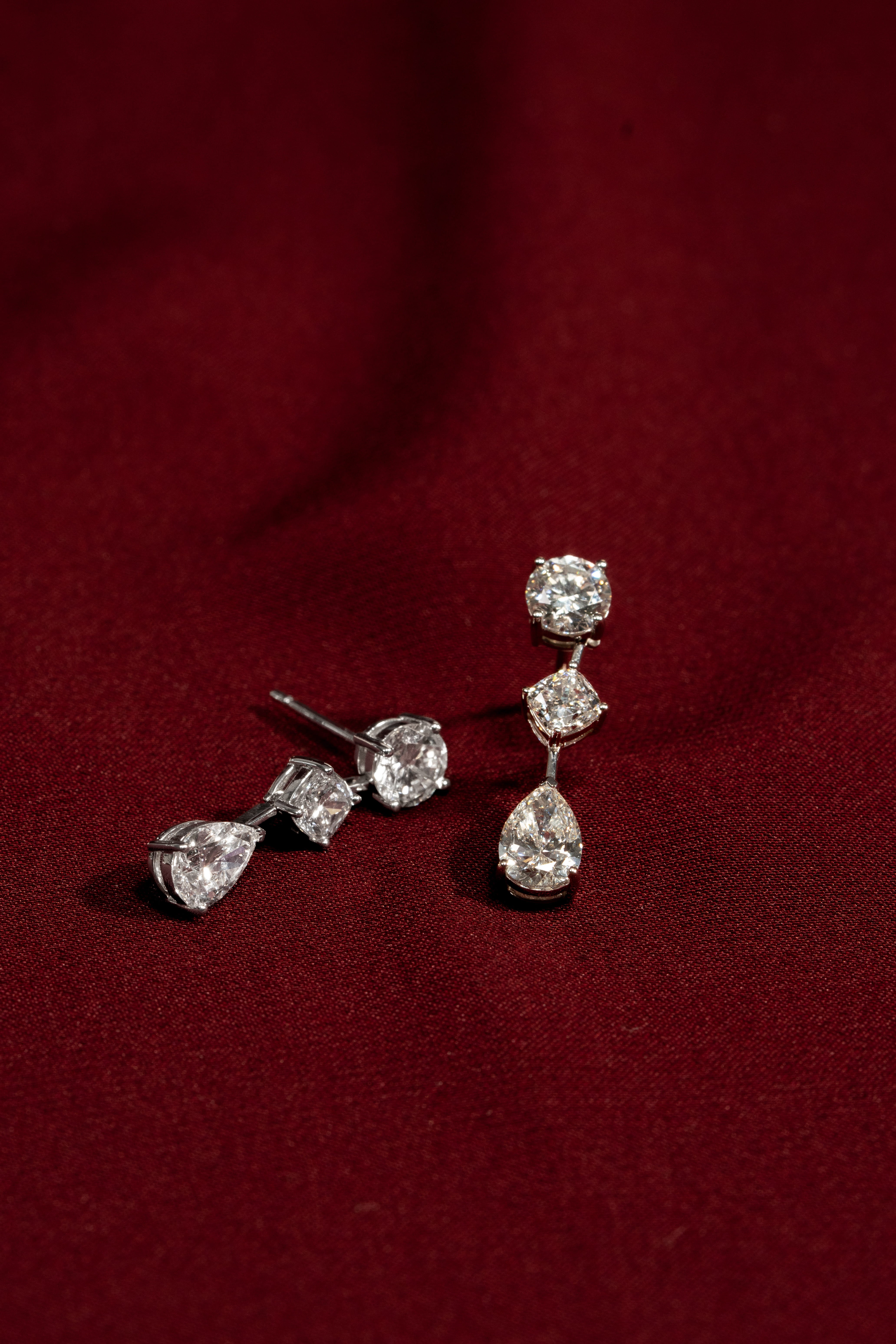 Fancy Diamond Drop Stud Earrings