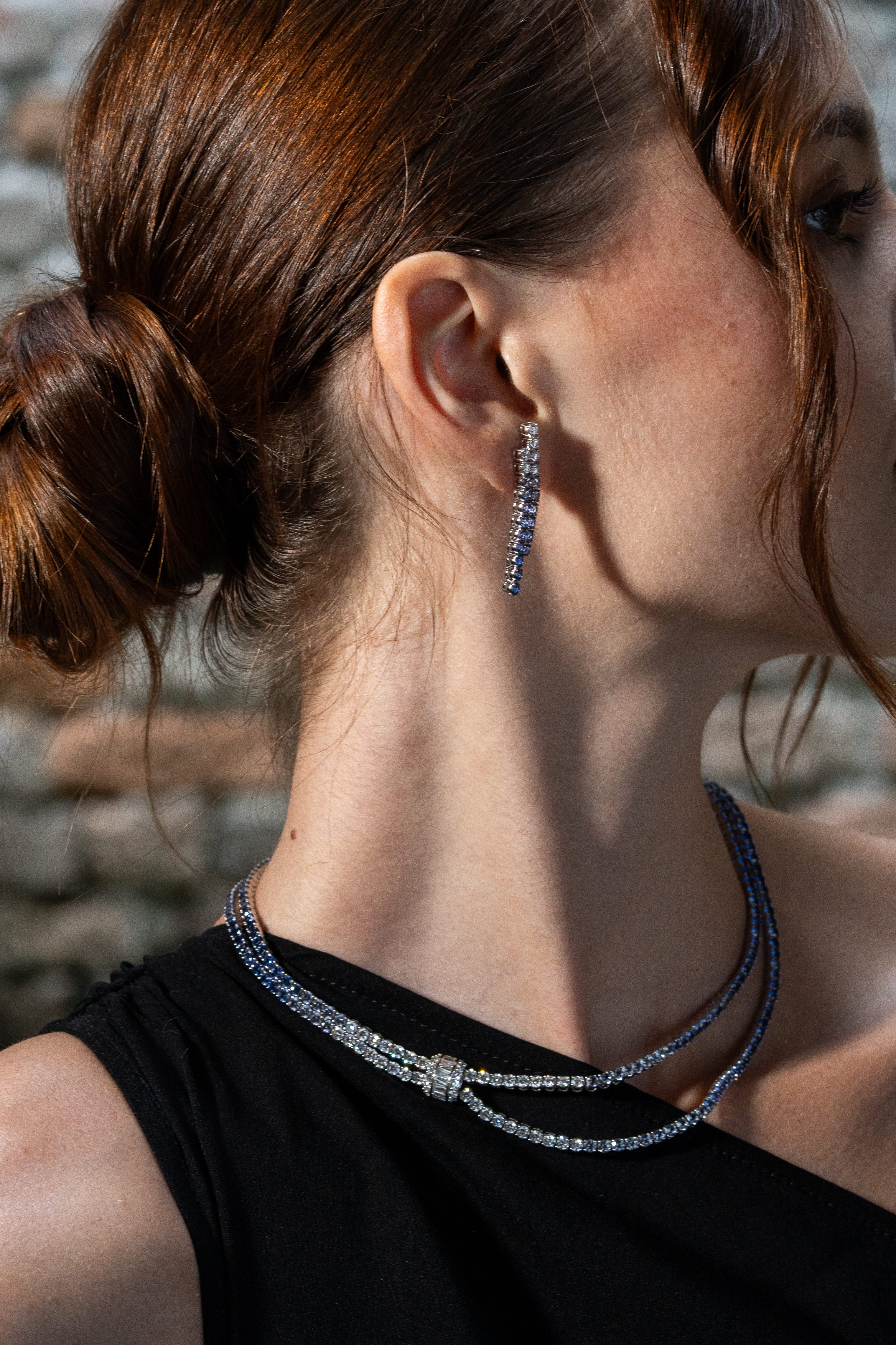 Azure Gradient Knot Necklace