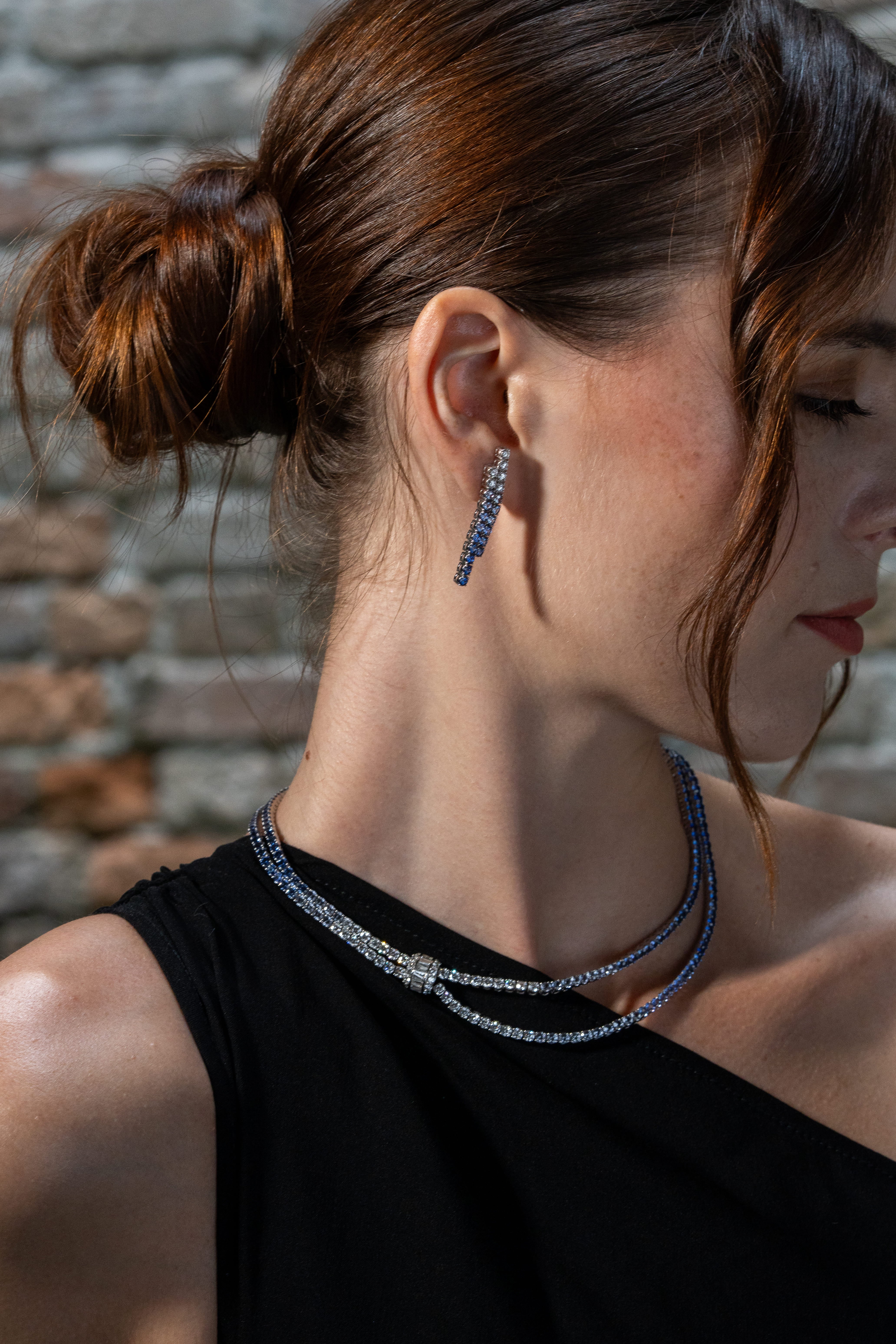 Azure Gradient Knot Necklace