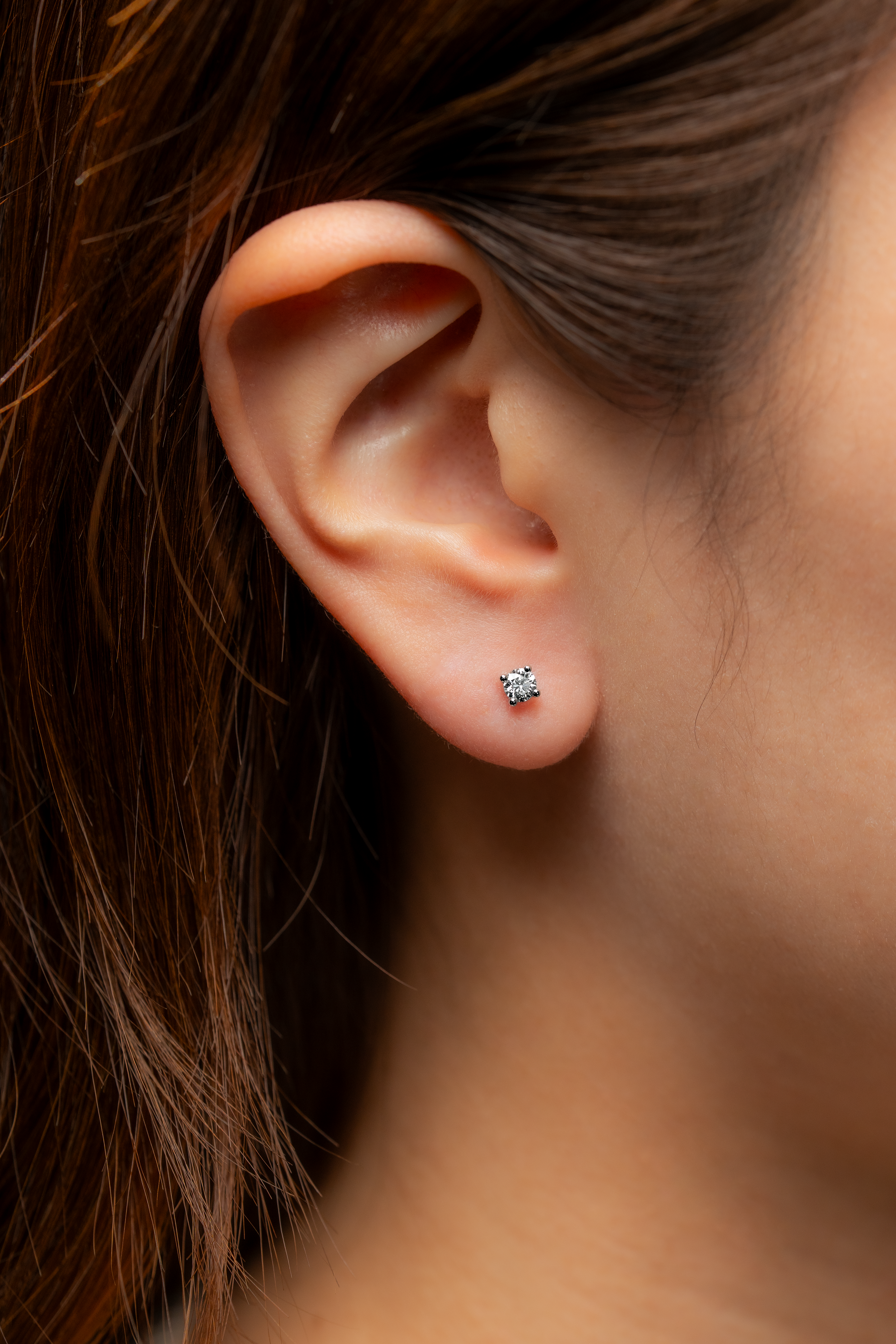 ROUND DIAMOND PLATINUM EAR STUDS - ( 0.34CT)