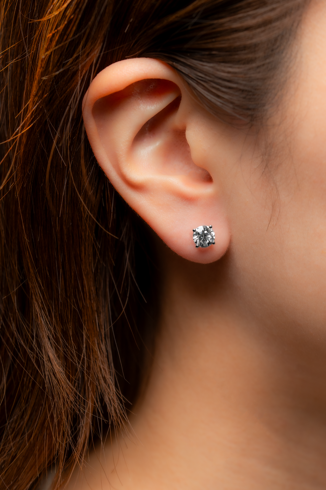 ROUND DIAMOND PLATINUM EAR STUDS - ( 2.14CT)