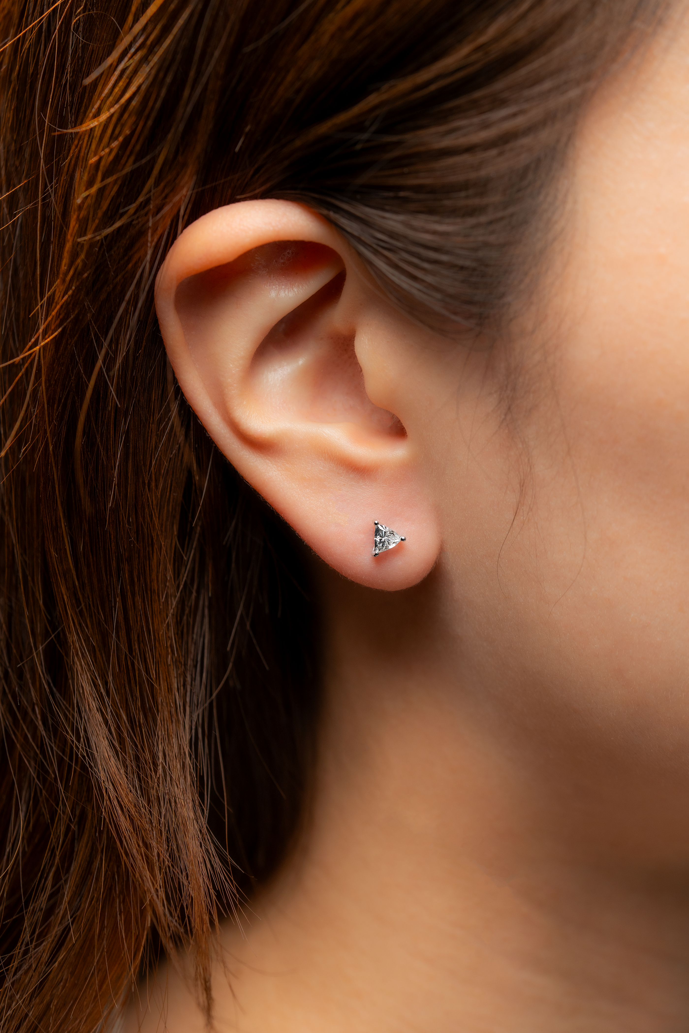 TRILLION DIAMOND PLATINUM EAR STUDS - ( 0.58CT)