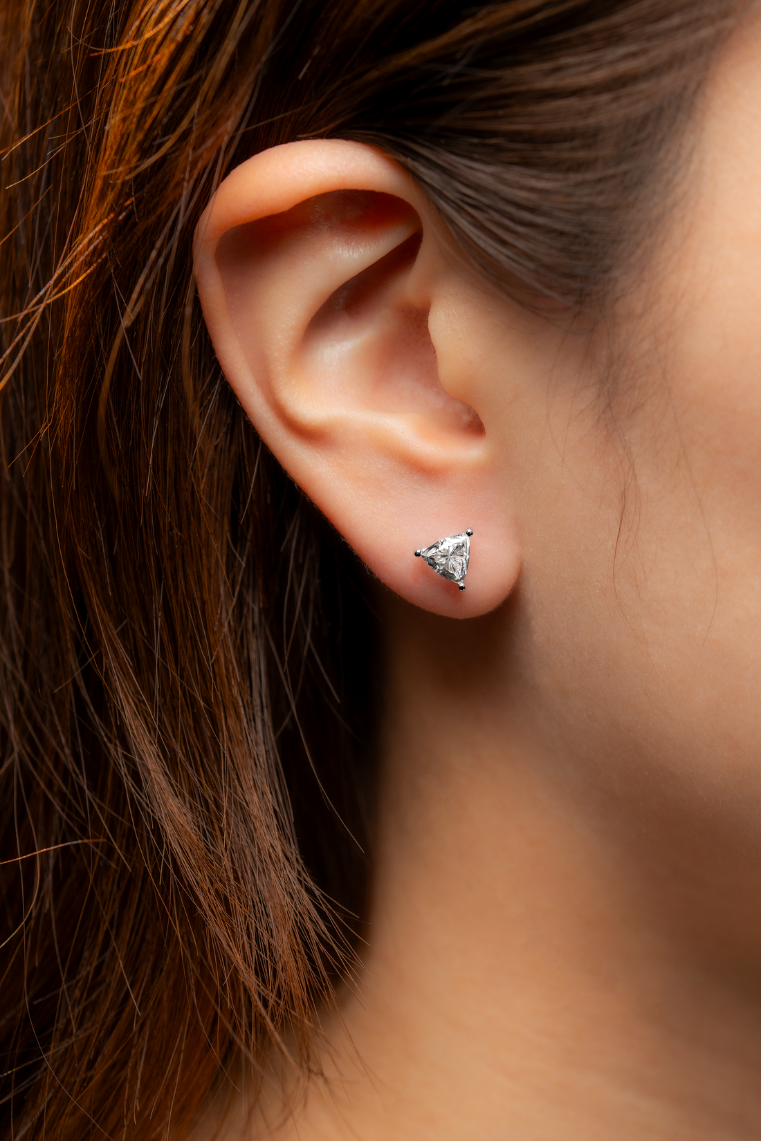 TRILLION DIAMOND PLATINUM EAR STUDS - ( 2.04CT)