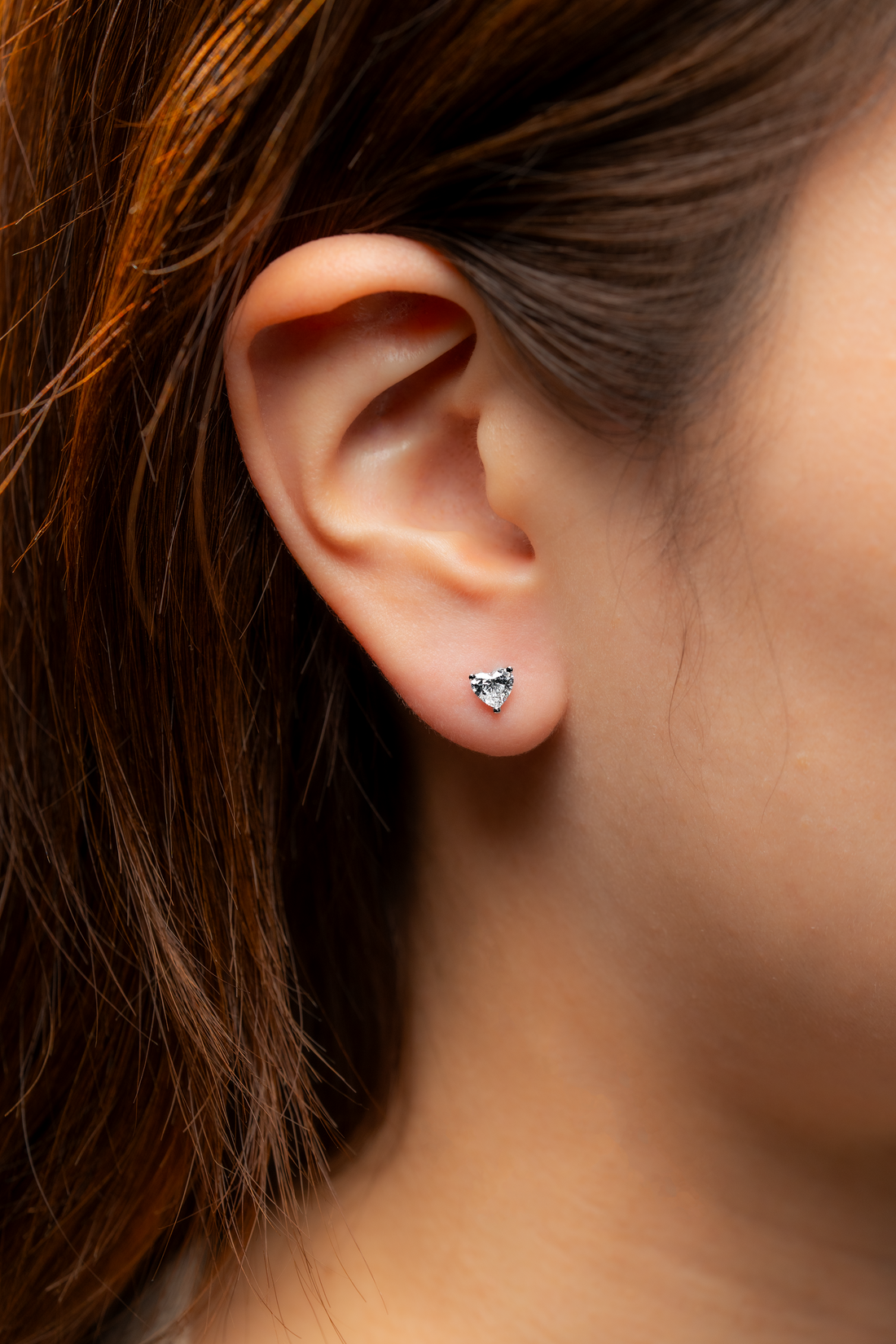 HEART DIAMOND PLATINUM EAR STUDS - ( 0.8CT)