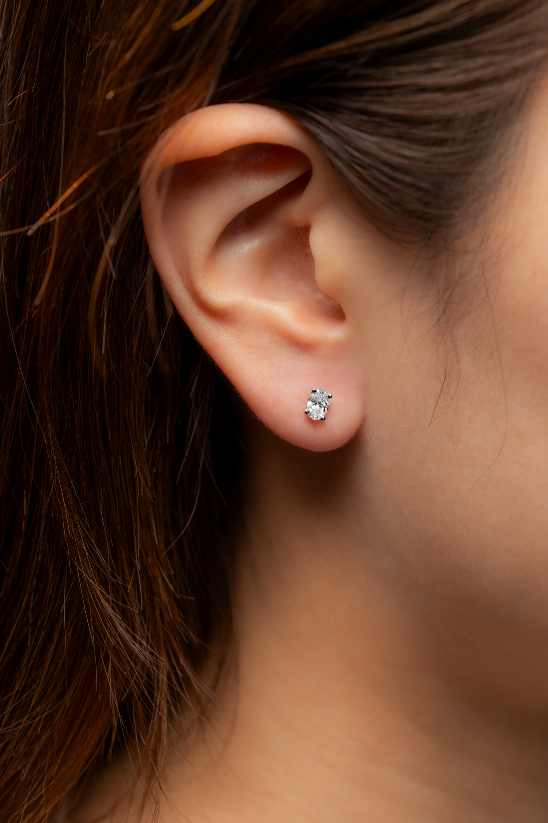 OVAL DIAMOND PLATINUM EAR STUDS - ( 0.72CT)