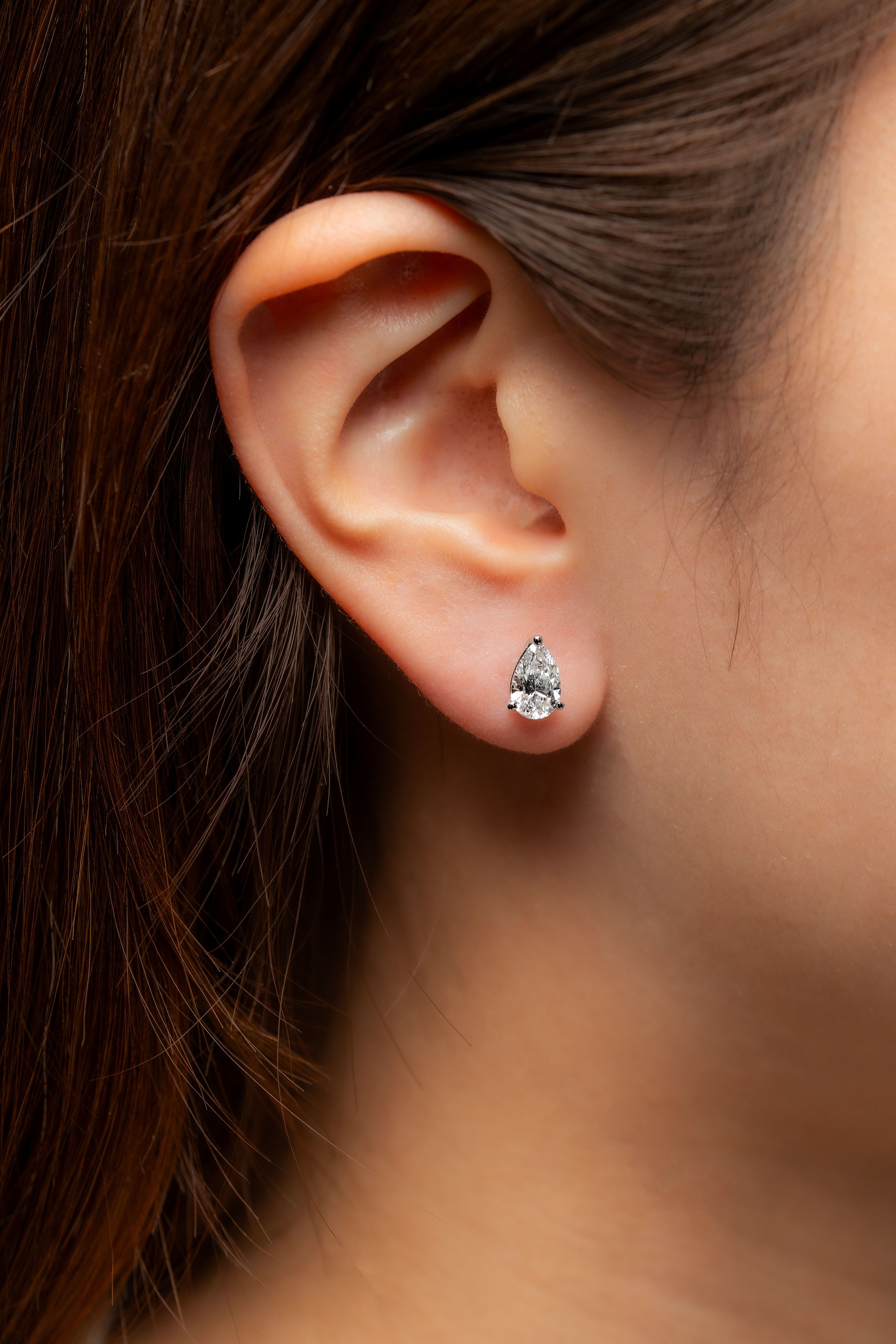 PEAR DIAMOND PLATINUM EAR STUDS - ( 1.88CT)