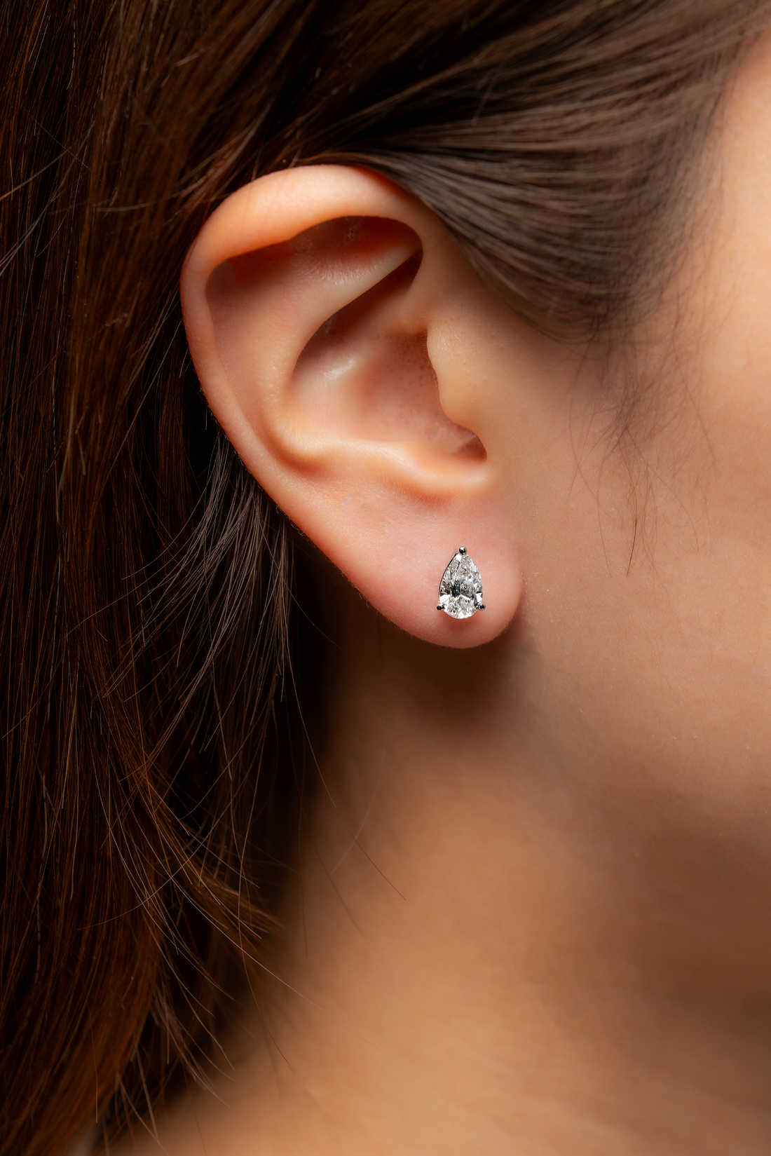 PEAR DIAMOND PLATINUM EAR STUDS - ( 1.88CT)