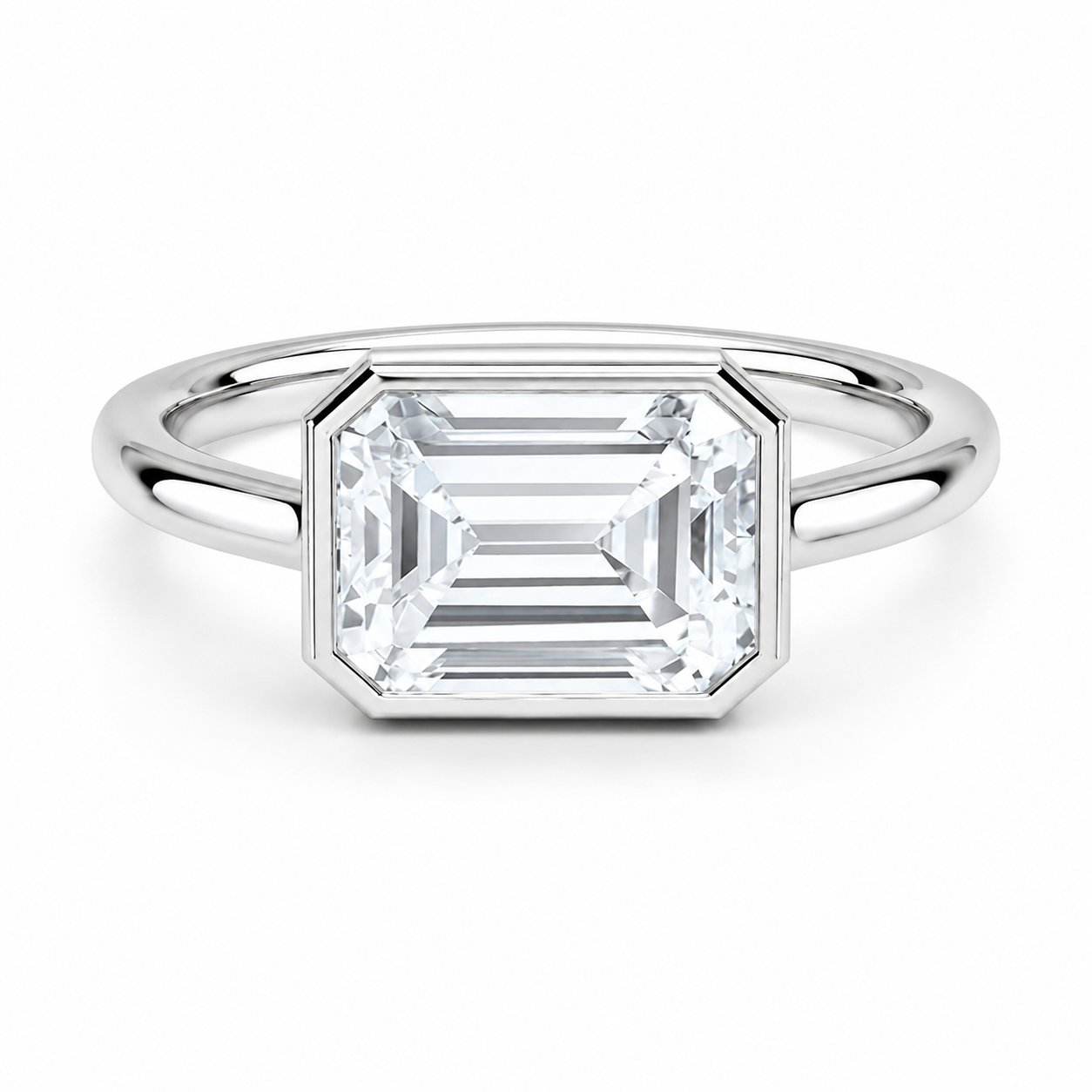 EMERALD CUT DIAMOND EAST WEST SOLITAIRE RING