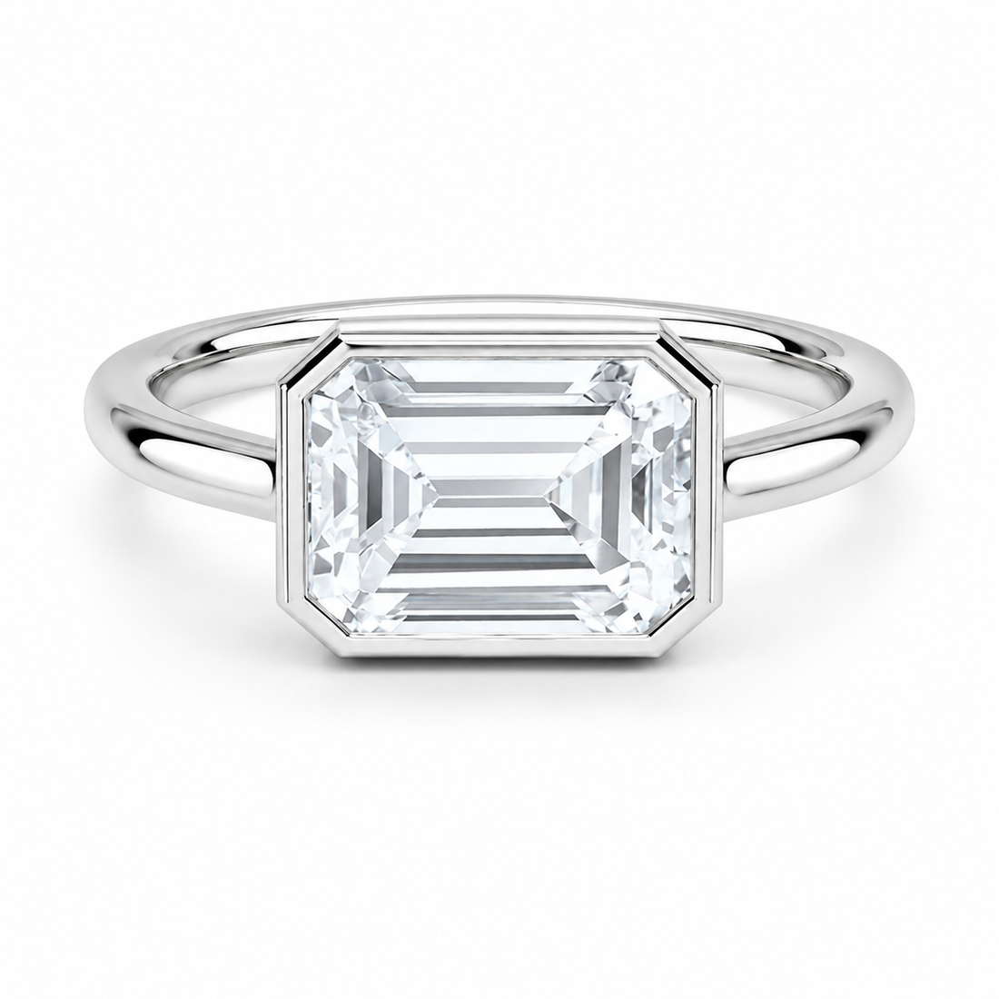 EMERALD CUT DIAMOND EAST WEST SOLITAIRE RING
