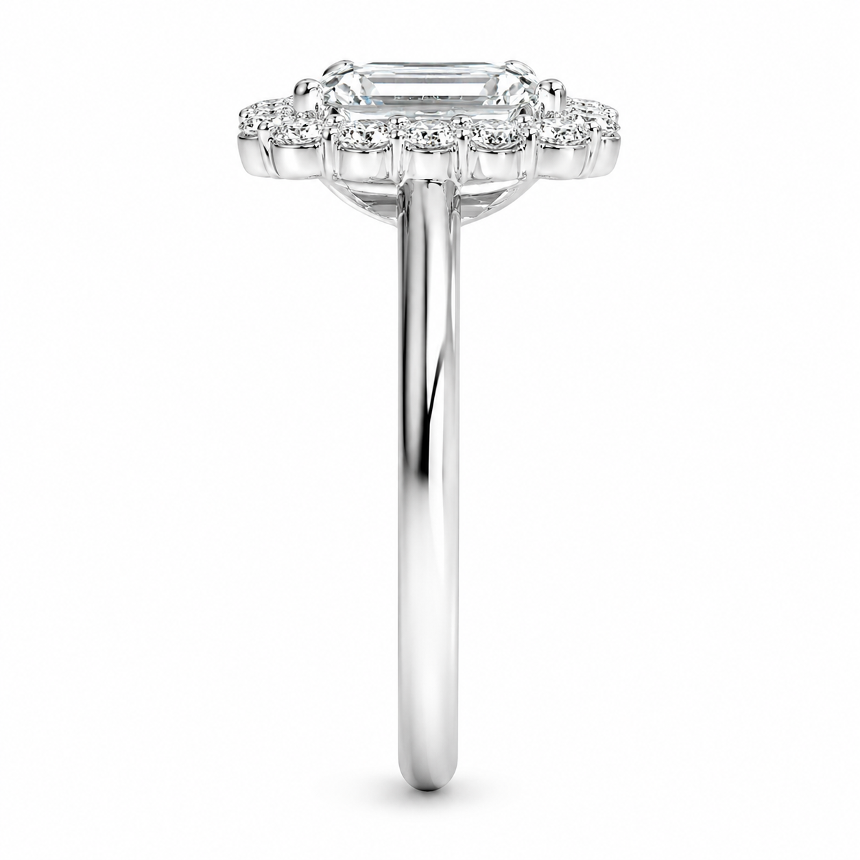 EMERALD CUT DIAMOND HALO RING