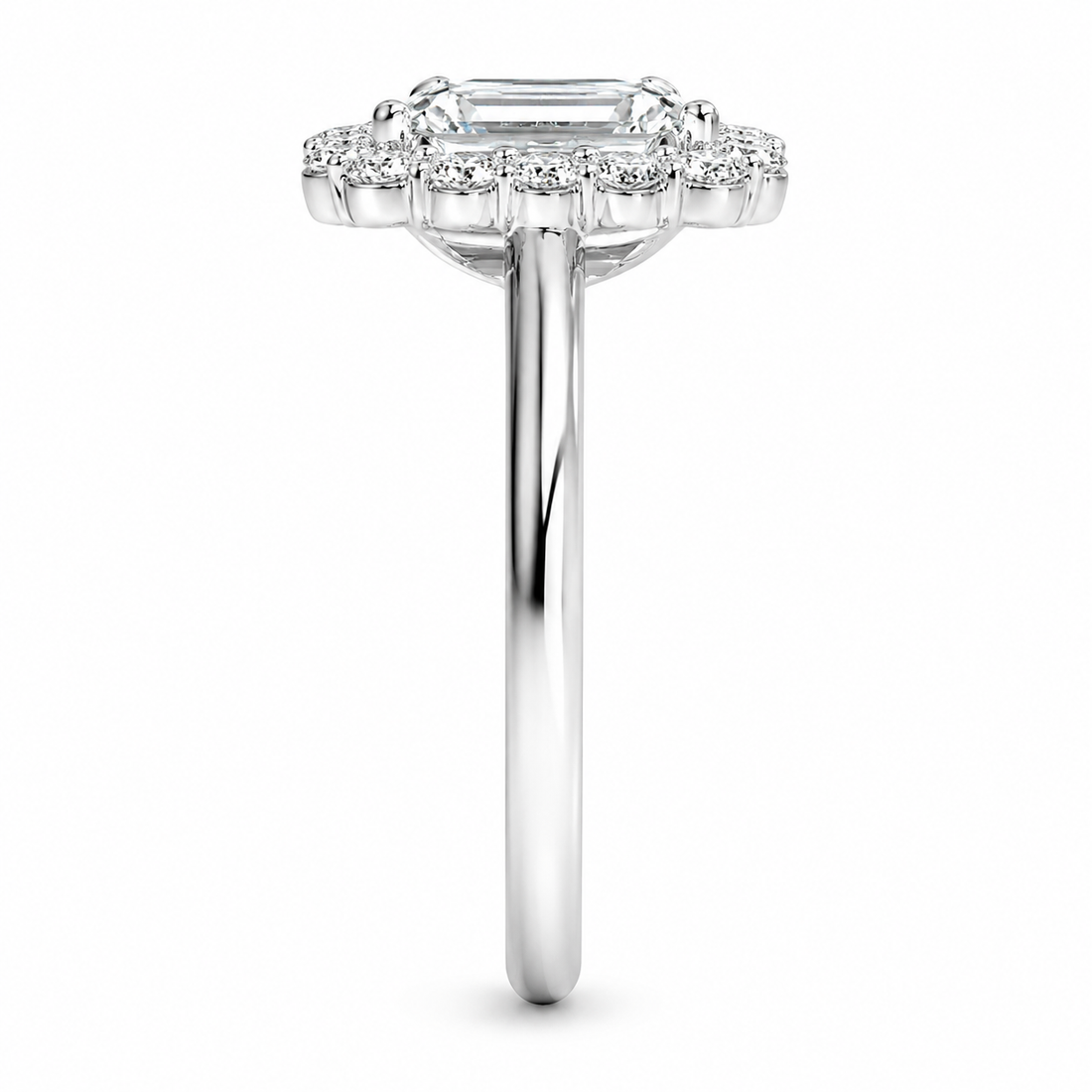 EMERALD CUT DIAMOND HALO RING