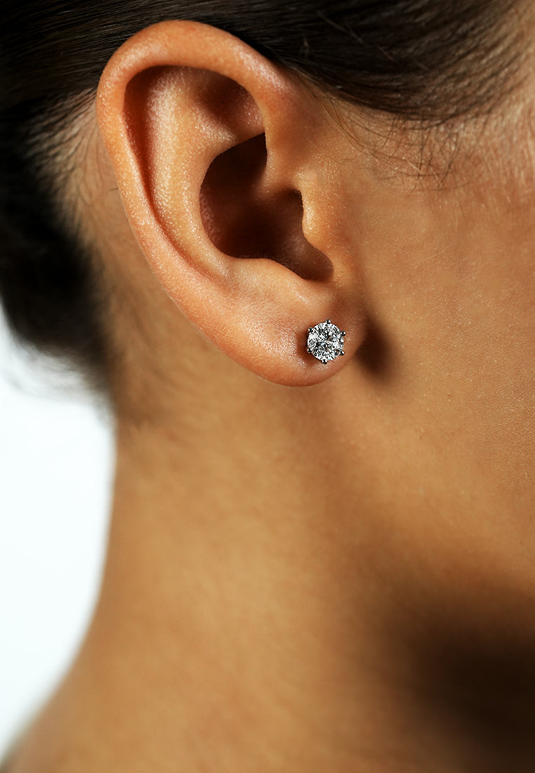 Round Diamond Stud Earring – 0.6ct in White Gold