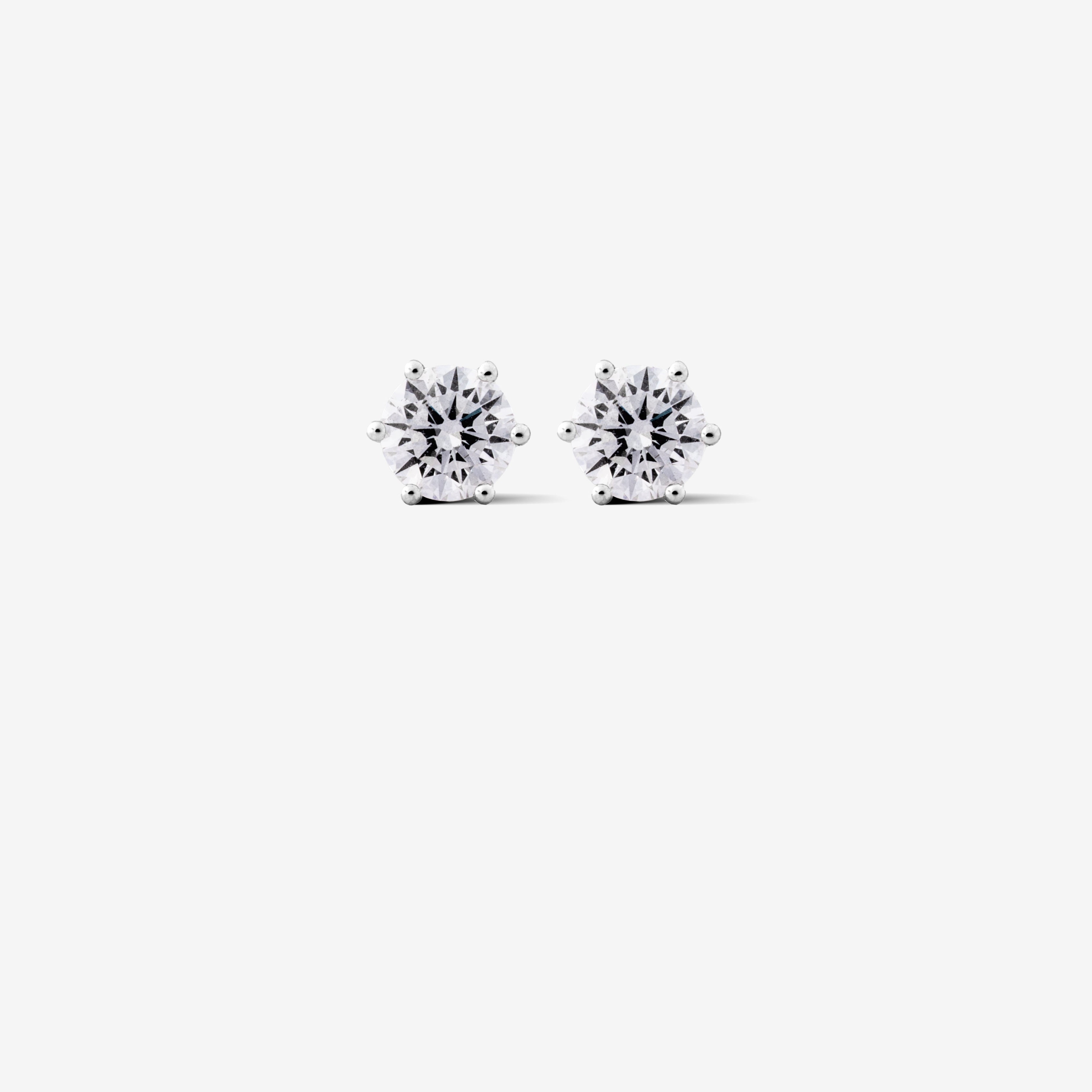 Round Diamond Stud Earring – 0.6ct in White Gold