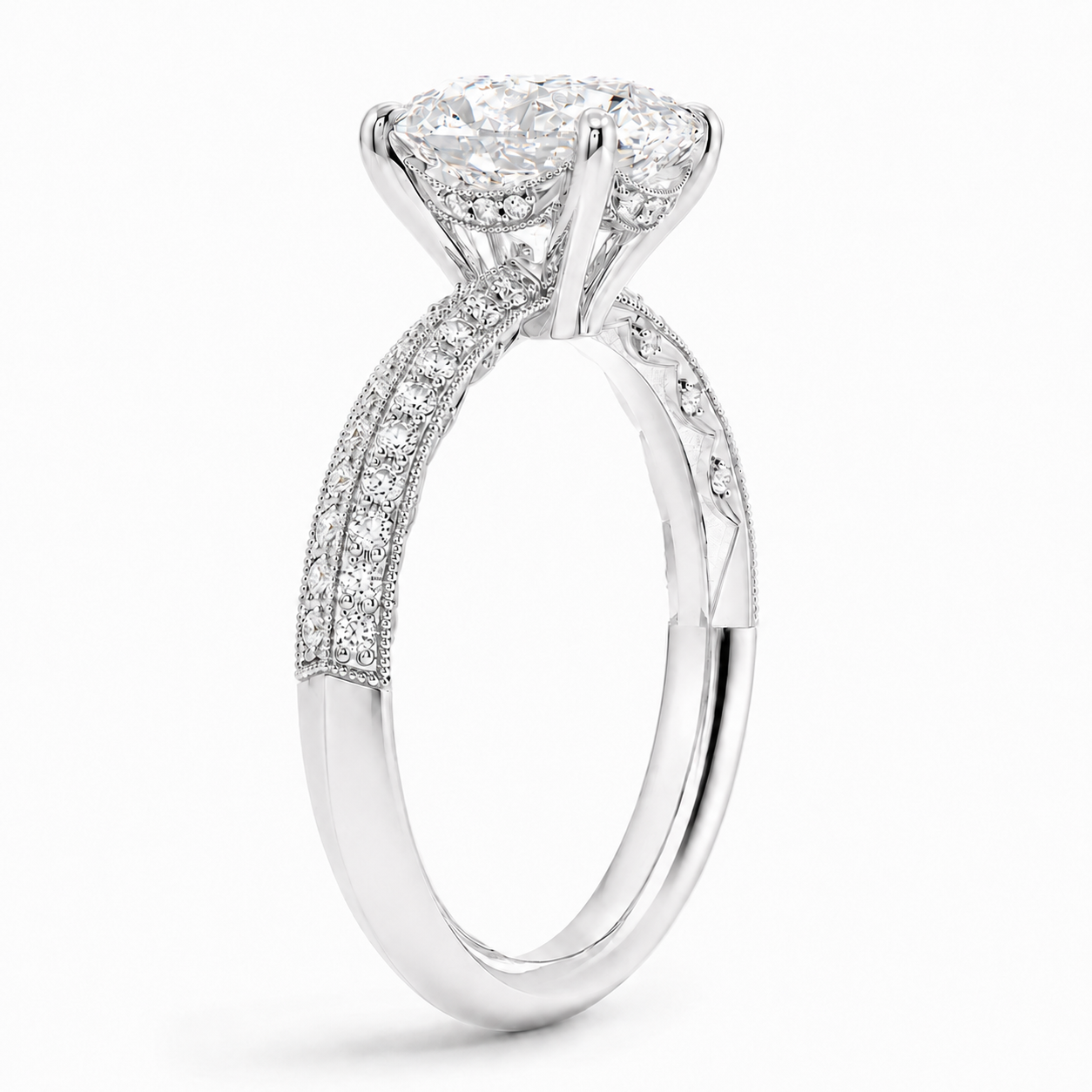 OVAL DIAMOND KNIFE EDGE PAVE RING