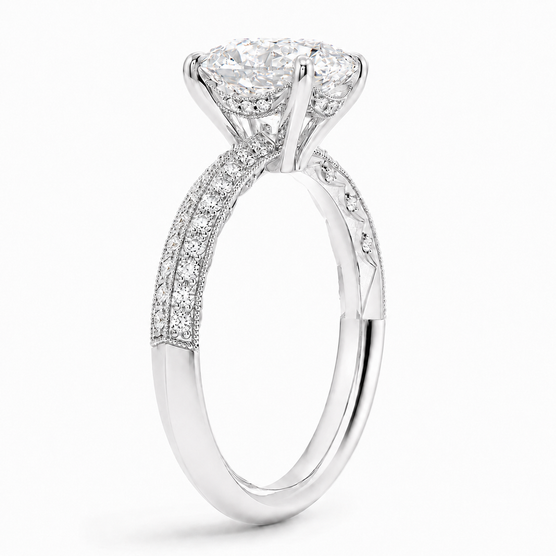 OVAL DIAMOND KNIFE EDGE PAVE RING