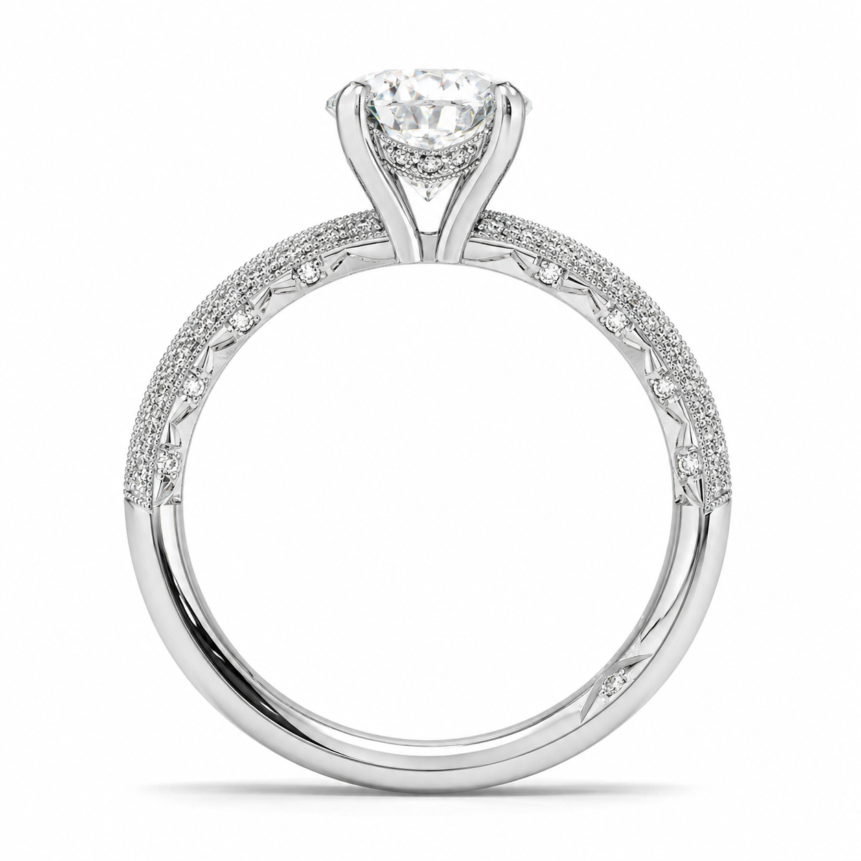 OVAL DIAMOND KNIFE EDGE PAVE RING