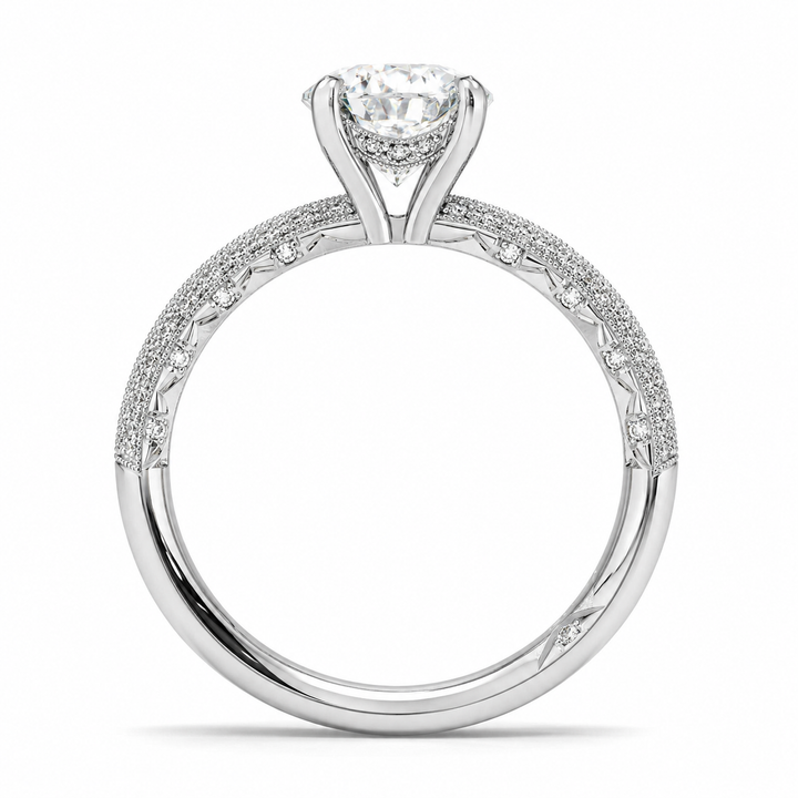 OVAL DIAMOND KNIFE EDGE PAVE RING