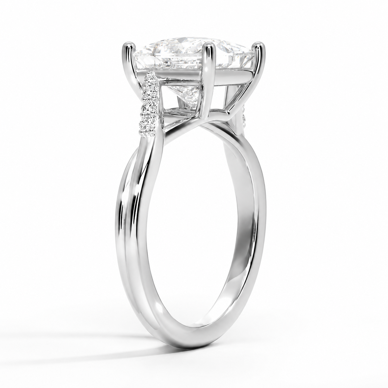 PRINCESS CUT DIAMOND V-SHANK PAVE RING