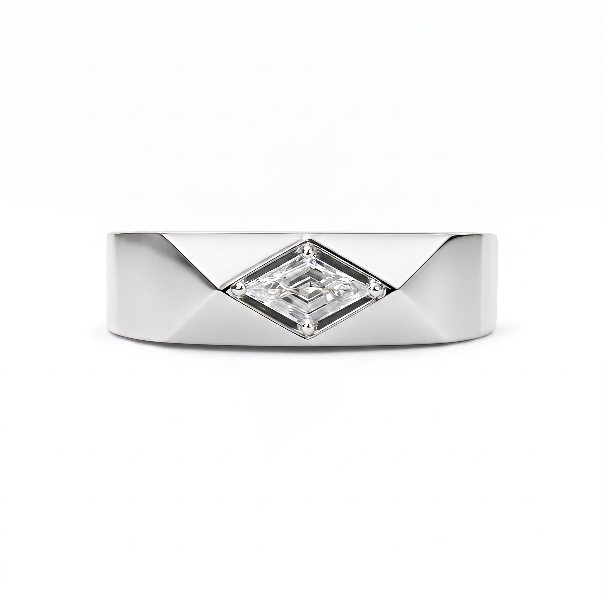 LOZENGES DIAMOND COUPLE RING BAND W/G