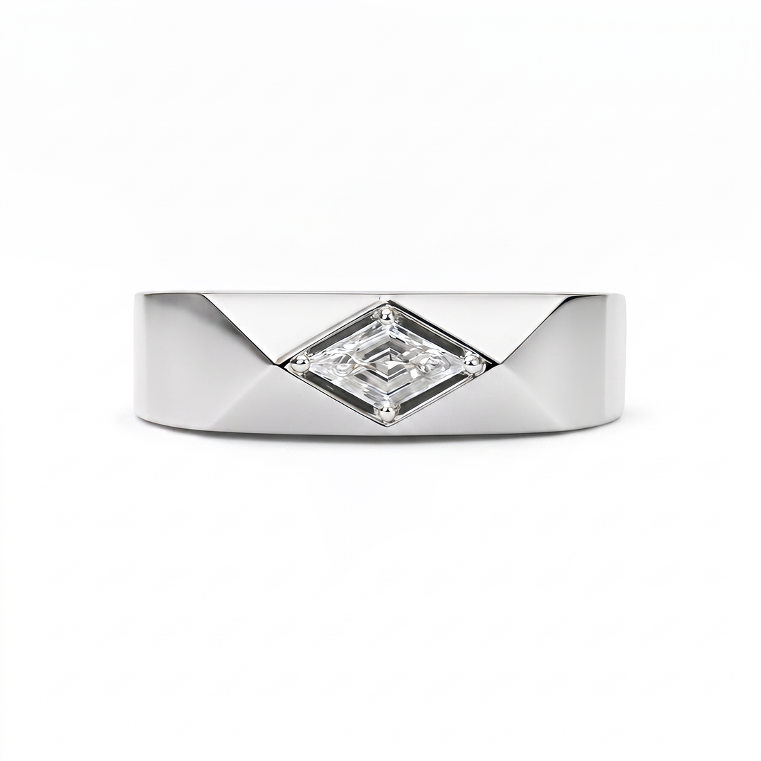 LOZENGES DIAMOND COUPLE RING BAND W/G