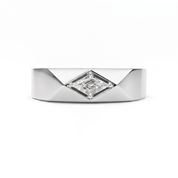 LOZENGES DIAMOND COUPLE RING BAND W/G