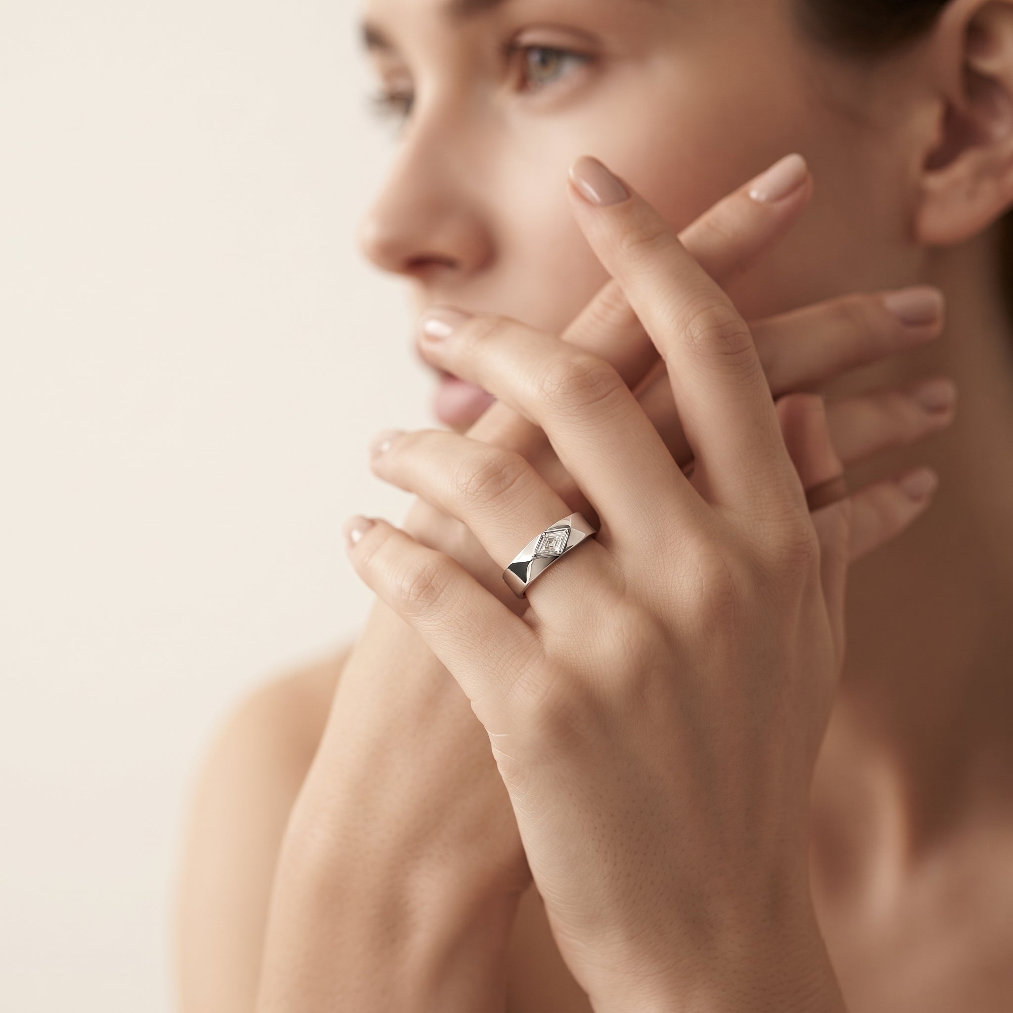 LOZENGES DIAMOND COUPLE RING W/G
